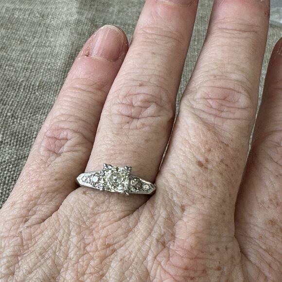 Old European Cut VS1-VS2 Diamond 14k Two Tone Gold Ring Size 8.25 - Picture 4 of 10